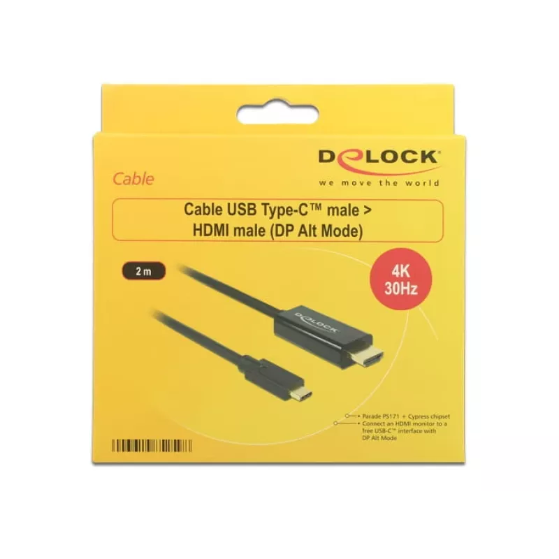 Vaizdo kabelio adapteris DeLOCK 85259 USB Type-C į HDMI 2m juodas