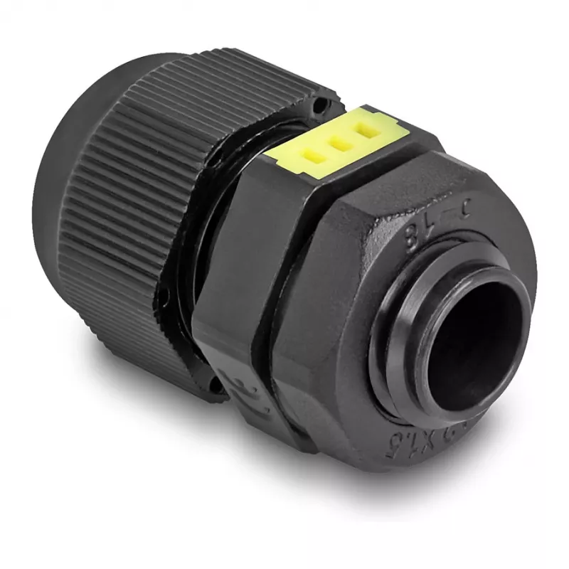 Kabelio sandariklis M12 DELOCK su ventiliacija IP68, plastikinis, juodas, 2 vnt.