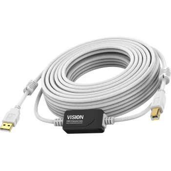 Vision White USB 2.0 kabelis 15 m USB A į USB B 0,48 Gbit/s
