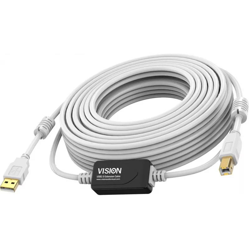 Vision White USB 2.0 kabelis 15 m USB A į USB B 0,48 Gbit/s