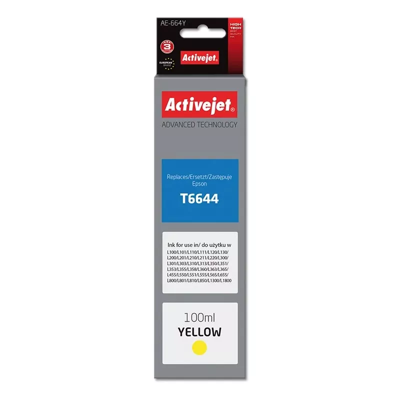 Activejet AE-664Y rašalas (pakeičia Epson T6644; Supreme; 100 ml; geltona)