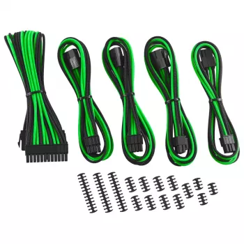 Laido ilginimo rinkinys CableMod CM-CAB-CKIT-N86KKLG-R — 8+6 kontaktų maitinimo ilgintuvai, juoda/žalia