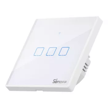 Sieninis išmanusis šviesos jungiklis Sonoff T2 EU TX 3 kanalų Wi‑Fi + RF 433 valdymas