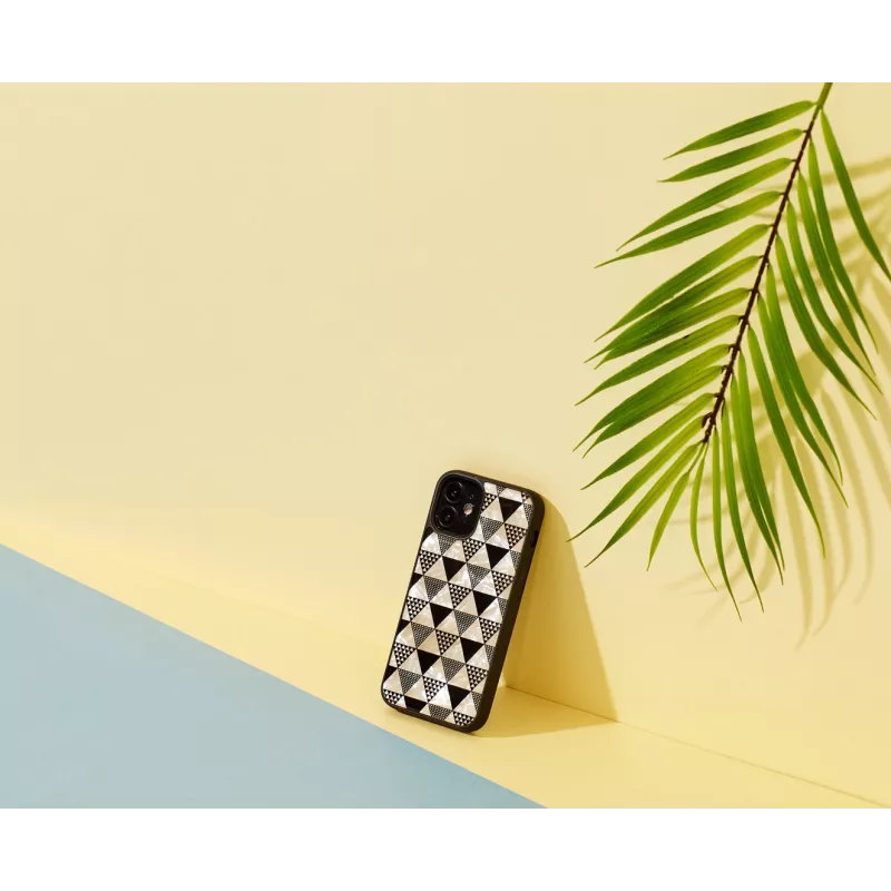 Apsauginis telefono dėklas iKins, skirtas Apple iPhone 12 mini, piramidės tekstūra, juodas