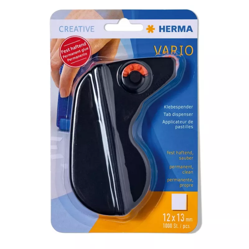 HERMA Vario tab juostelės dozatorius, juodas, su 1000 nuolatinių popierinių lipdukų
