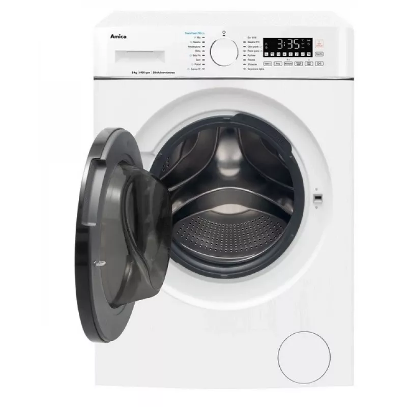 Skalbimo mašina Amica 8 kg talpos, A energijos klasė, 1400 aps./min., 16 programų, balta