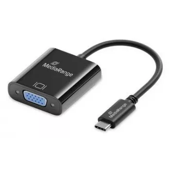 USB-C į VGA vaizdo keitiklis MediaRange MRCS229 20 cm — juodas kabelio adapteris