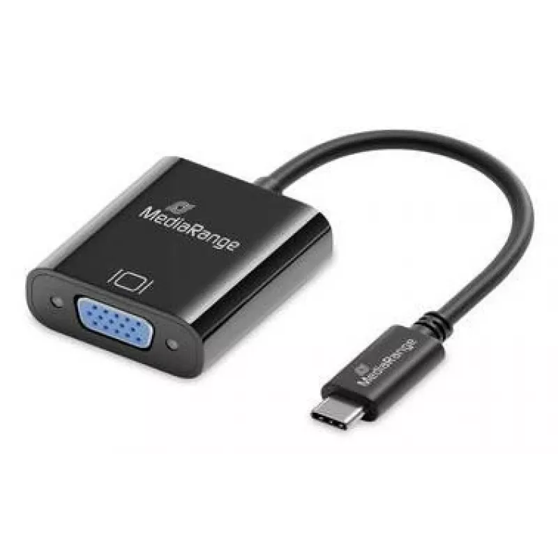 USB-C į VGA vaizdo keitiklis MediaRange MRCS229 20 cm — juodas kabelio adapteris