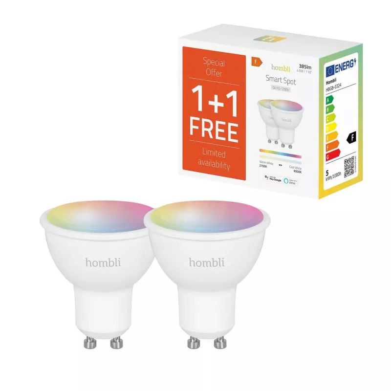 Hombli smarte Light Bulb, Smart Spot (5W) RGB+CCT Promo Pack V3