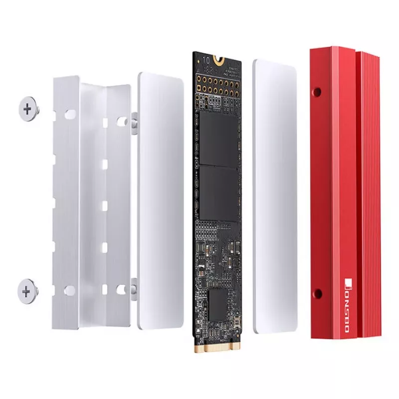 M.2 SSD aušintuvas Jonsbo M.2-6 RED 2280 pasyvus radiatorius 2280 NVMe/SATA diskams