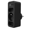 Maitinimo skirstytuvas MACLEAN MCE248 F/B — 3 kintamosios srovės lizdai (1x16A, 2x6A) ir 4 USB prievadai (2xUSB‑A, 2xUSB‑C PD 20W), ES kištukas, juodas