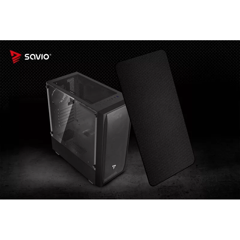 Kompiuterio korpusas SAVIO Noctis Flow — Cube Mini‑ITX/Micro‑ATX/ATX, 3x120mm priekyje, 1x120mm gale, 2x3.5 colio + 3x2.5 colio lizdai, grūdintas stiklas
