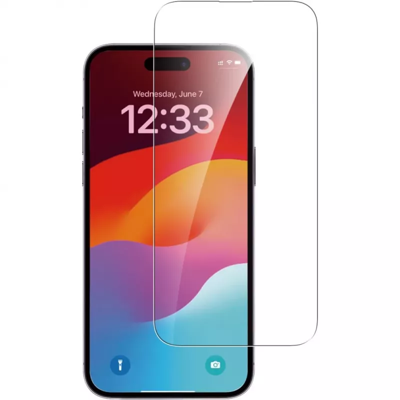 Ekrano apsauga 4smarts 540595, skirta Apple iPhone 15, neperšaunamas grūdintas stiklas