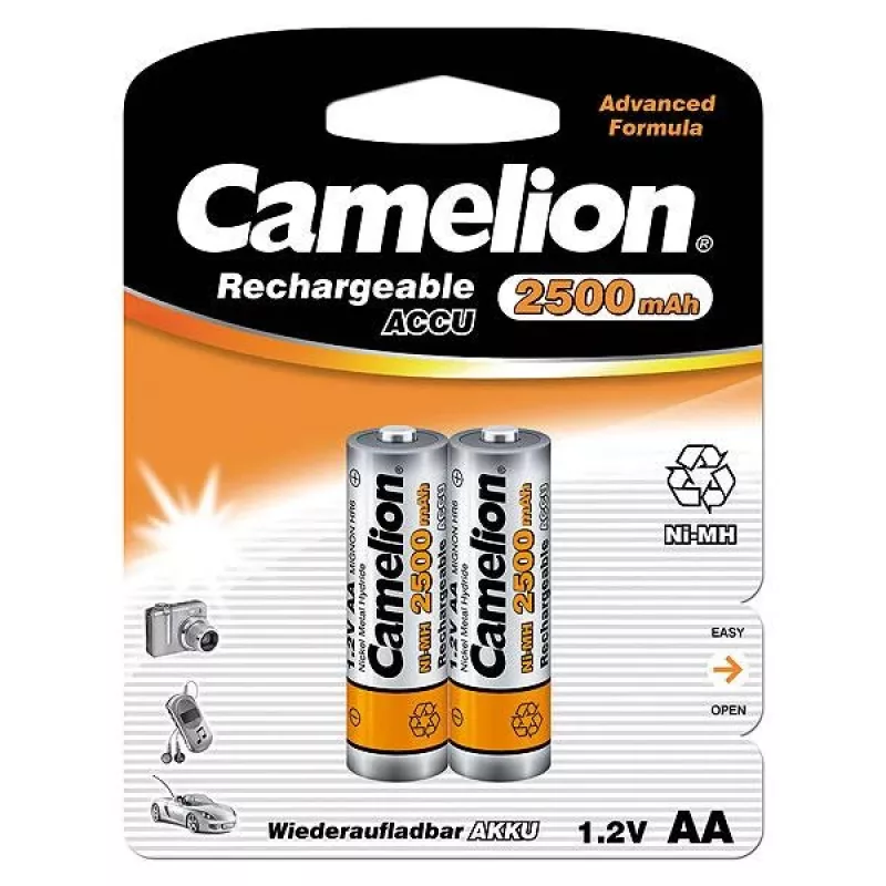 Įkraunamos Ni‑MH AA/HR6 baterijos CAMELION 2500 mAh, 2 vnt.