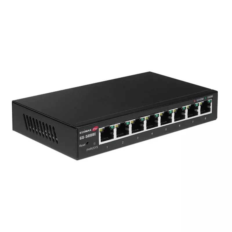 Edimax GS-5008E tinklo komutatorius valdomas Gigabit Ethernet (10/100/1000) juodas