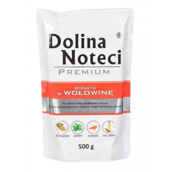 DOLINA NOTECI Premium, jautienos gausūs – šlapias šunų ėdalas – 500 g