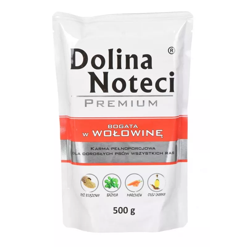 DOLINA NOTECI Premium, jautienos gausūs – šlapias šunų ėdalas – 500 g