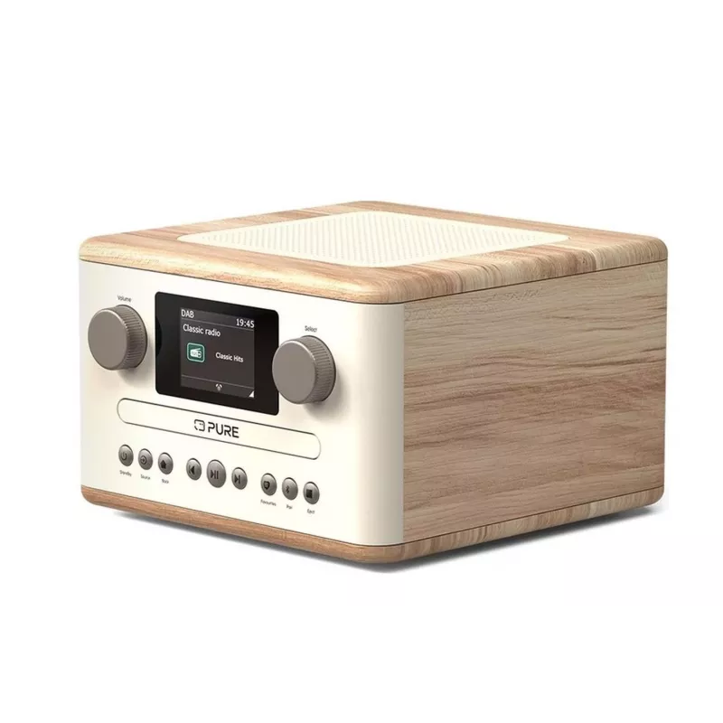 Pure Classic C-D4 skaitmeninis radijas baltas/ąžuolas DAB+ FM internetinis radijas Bluetooth 15W