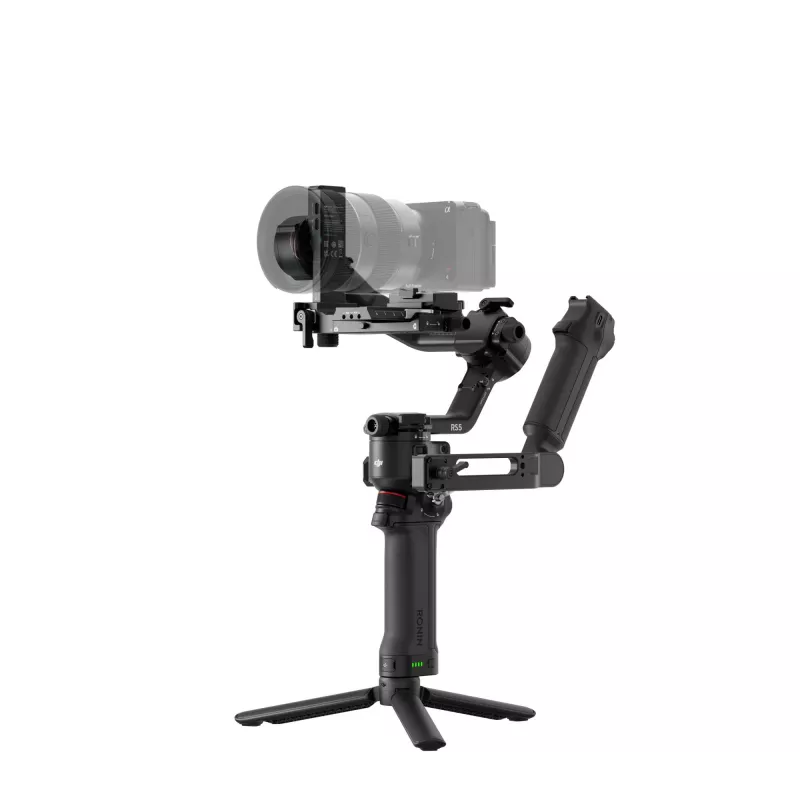 Rankinis kameros stabilizatorius DJI RS 5 combo — aliuminis, 30 h akumuliatorius, 1,46 kg, juodas