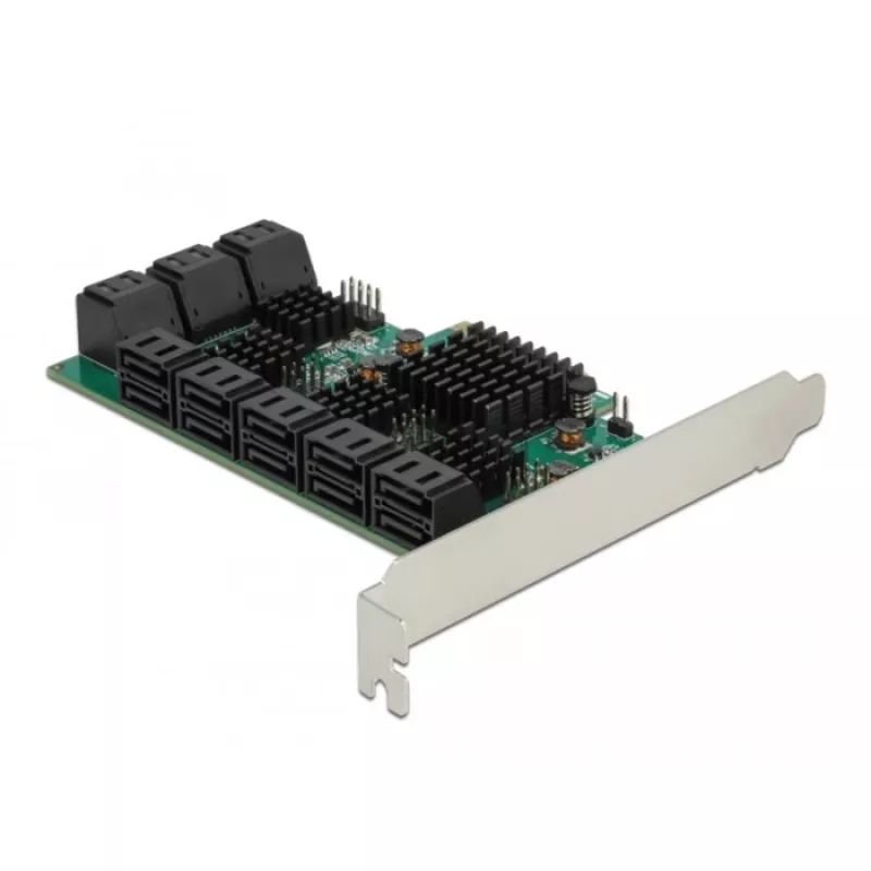 DeLOCK 16 prievadų SATA PCI Express x4 kortelė 6 Gbit/s žalia pilka