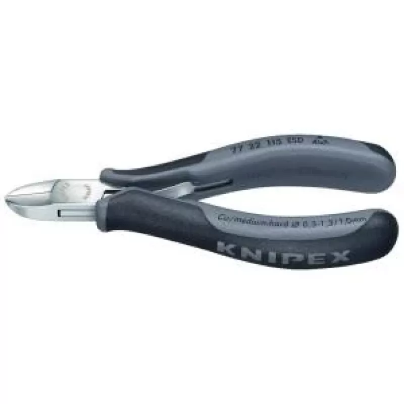 Knipex elektronikos šoniniai krapštukai, ilgis 115 mm, 2 forma su nuožulna, be veidrodinio poliravimo