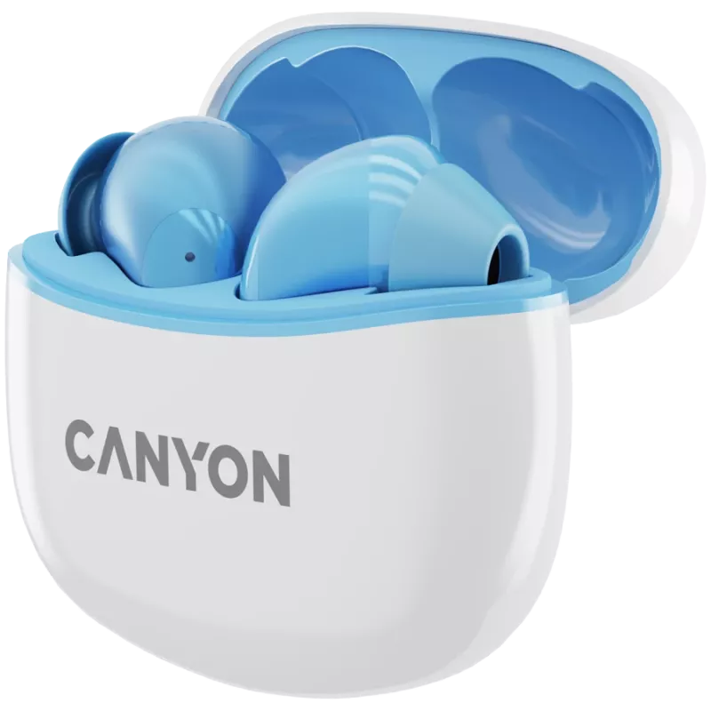 Canyon TWS-5 CNS-TWS5BL ausinės – Tikrai belaidės – Bluetooth 5.3 – Į ausį – USB-C įkrovimo dėklas – Liečiamas valdymas – iki 38h veikimo – Juodos