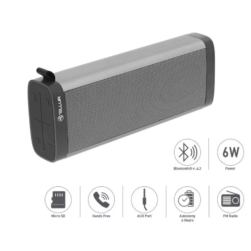 Nešiojamasis garsiakalbis Tellur Bluetooth garsiakalbis Selene pilkas