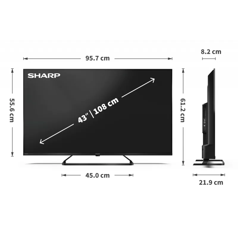 Sharp 43HP6265E TV Google UHD juoda