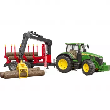 BRUDER John Deere 7R 350 su miško priekaba ir 4 rąstais