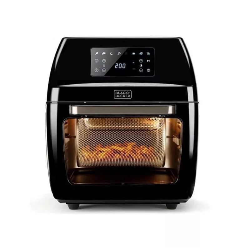 Karšto oro gruzdintuvė Black & Decker BXAFO1200E — 12 l, 1700 W, liečiamas valdymas, 40–200 °C, rotisserie, kepimas ir gruzdinimas