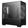 PC Midi Tower DeepCool CG380 3F — juoda, 235×437×451 mm, palaiko 2×120 mm šoninius + 1×120 mm galinį ventiliatorius, apatinis maitinimo blokas, 2,5 colio/3,5 colio HDD