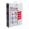 Maitinimo lizdas MACLEAN MCE392 W — 4 F tipo lizdai, 3×USB A, 110–240 V, 2.1 A maks., 2500 W, 1,5 m kabelis, baltas