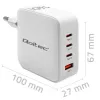 Įkroviklis QOLTEC 51828 140W GaN 3×USB‑C PD + 1×USB‑A QC 3.0 – kelių prievadų greitasis įkroviklis
