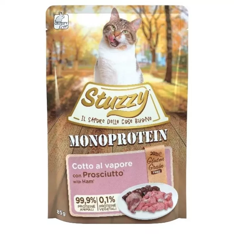 Šlapias kačių maistas Agras Pet Foods Monoprotein Ham 85 g — kiaulienos skonio, be grūdų, be glitimo, suaugusioms katėms