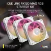 Ventiliatorius Corsair iCUE LINK RX120 MAX RGB 12 cm Baltas 3 vnt. 400-2000 RPM