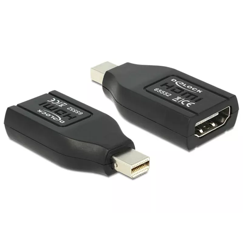 DeLOCK - Vaizdo / garso adapteris - HDMI - HDMI, 19 kontaktų (mot.) - Mini DisplayPort (pat.) - (DisplayPort 1.1) - Juodas (65552)
