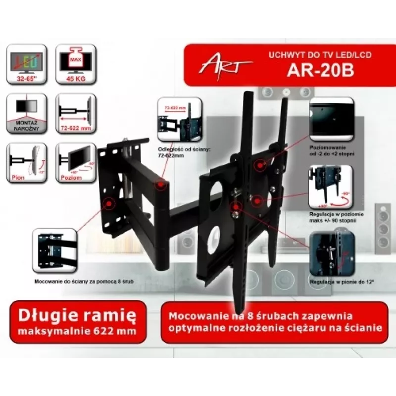LCD laikiklis AR-20B 32-55 col. 45kg H/V