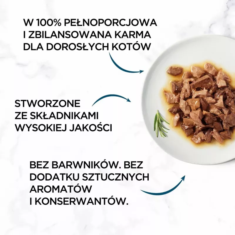 Šlapias kačių maistas Gourmet Perle Adult 4 x 85 g - Triušis, Drėgnas, Baltymų 12,5%, Riebalų 2,5%