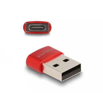 Delock - USB adapteris - USB (V) į 24 kontaktų USB-C (M) - USB2.0 3 A - Raudona (60050)