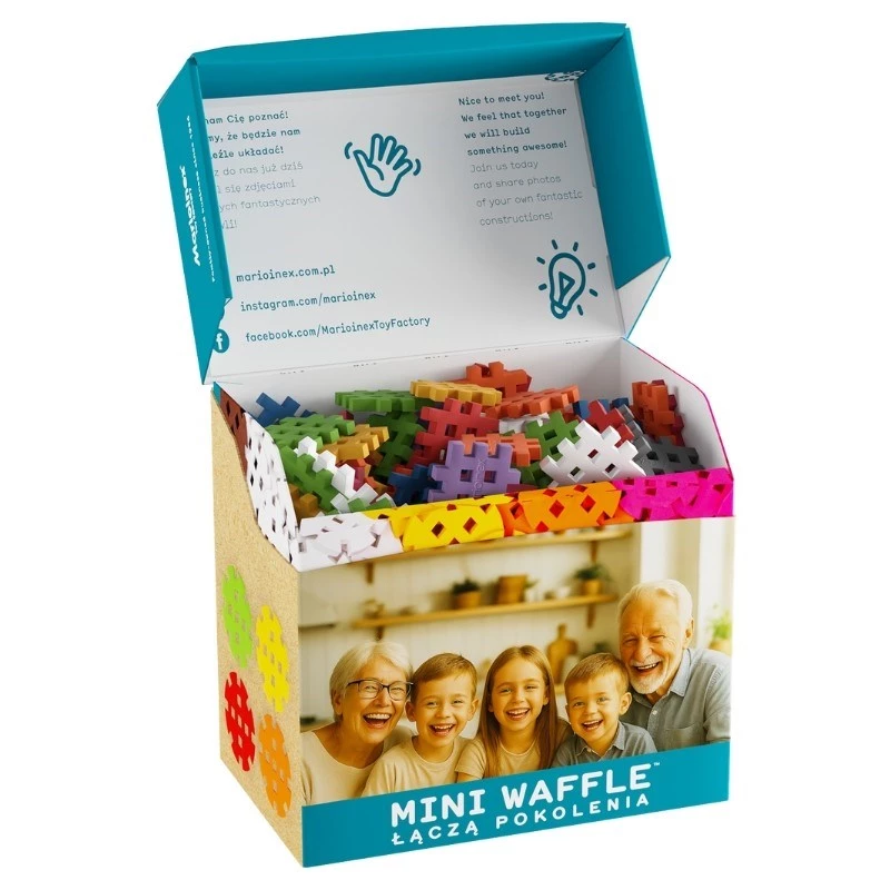 Žaisliniai statybiniai blokeliai Marioinex Mini Waffle Building Blocks Senior Set — 200 vnt., įvairiaspalviai, rekomenduojamas amžius nuo 6 metų