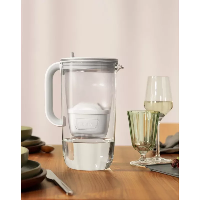 Vandens filtro ąsotis BRITA Glass+1 Maxtra Pro pilkas, 2,4 L bendras / 1,5 L filtruoto, Maxtra Pro PP filtras