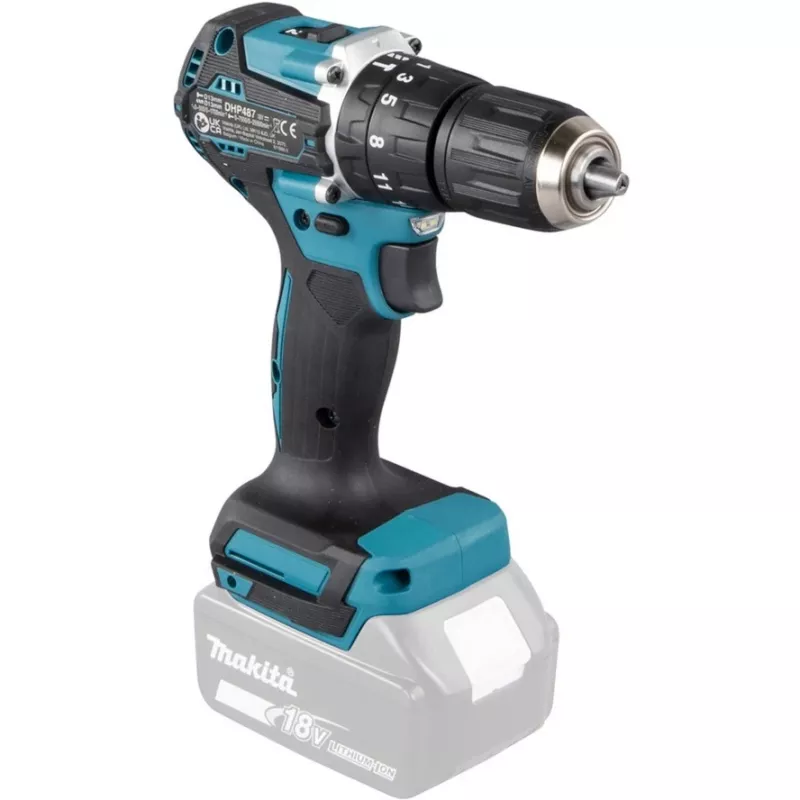 Makita DHP487Z grąžtas 1700 RPM Beraktis 1.4 kg Juoda, Mėlyna