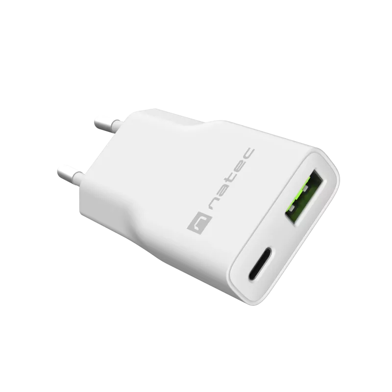 Maitinimo adapteris NATEC Ribera NUC-2376 — 1× USB-A, 1× USB-C, 3 A išėjimas