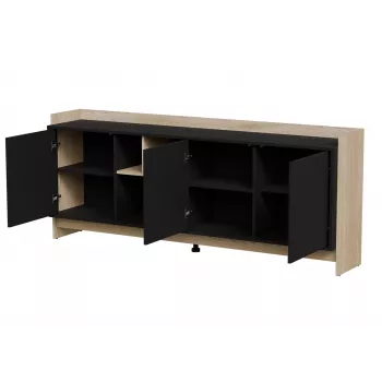 Cama PORTO 3D komoda 190x38x77 ąžuolas/juodas