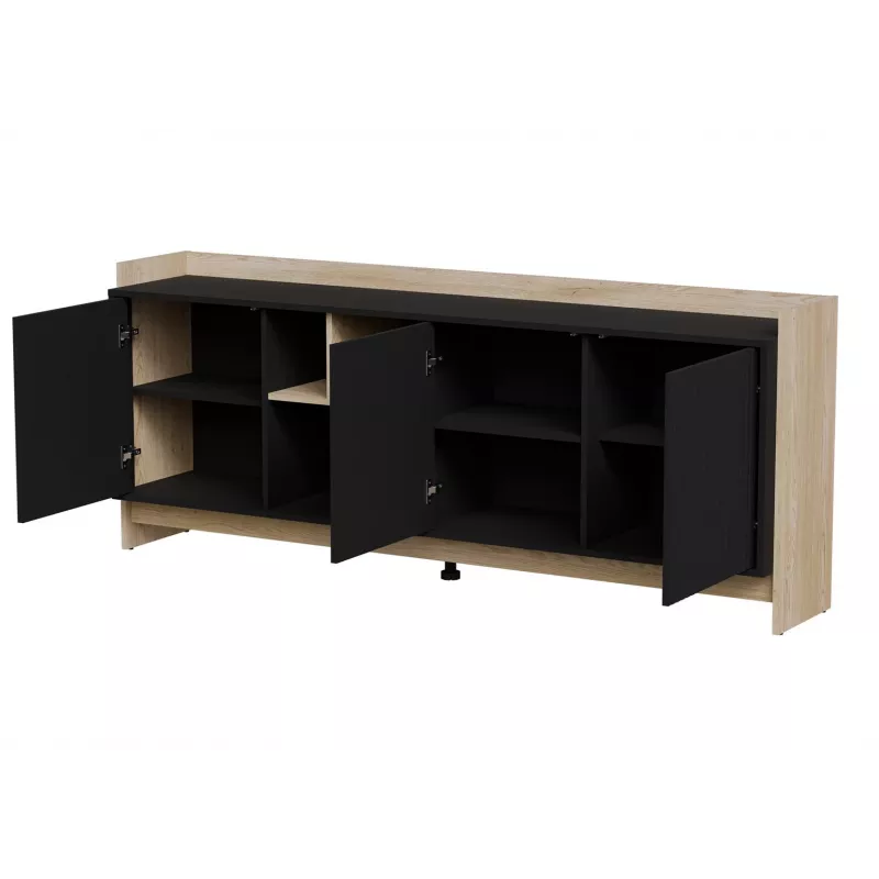 Cama PORTO 3D komoda 190x38x77 ąžuolas/juodas