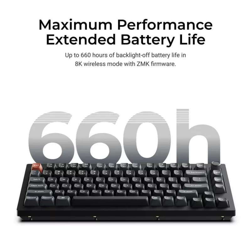 Mechaninė klaviatūra Keychron V1 Ultra 8K — 75% formato, QWERTY, Bluetooth, RGB, juoda