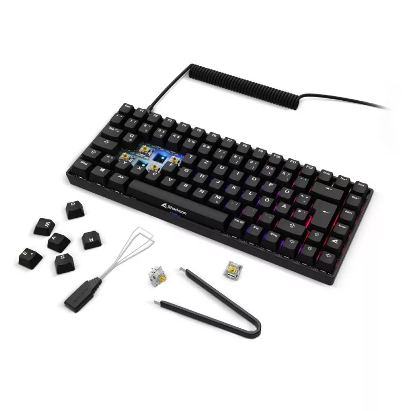 Mechaninė žaidimų klaviatūra Sharkoon Skiller SGK50S3 PBT juoda geltona RGB