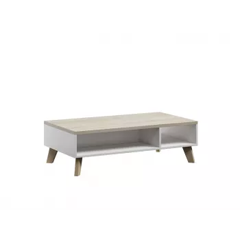 Kavos staliukas cama meble LOTTA 110 — stačiakampis, 1100×600×350 mm, baltas rėmas su Sonoma ąžuolo viršumi