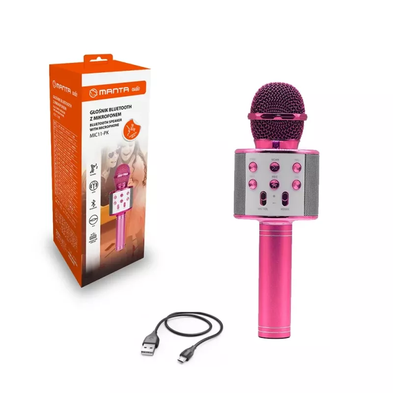 Mikrofonas MANTA MIC11-PK Rožinis — laidinis 3,5 mm lizdas, lengvas rankinis