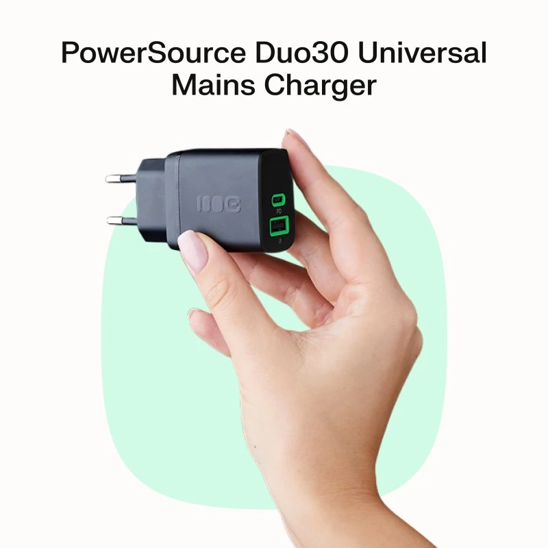 Įkroviklis Green Cell PowerSource Duo30 – 1× USB-A, 1× USB-C, 3A
